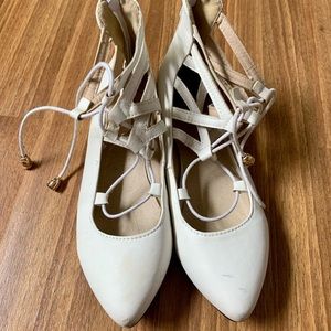 Lace Up White Flats